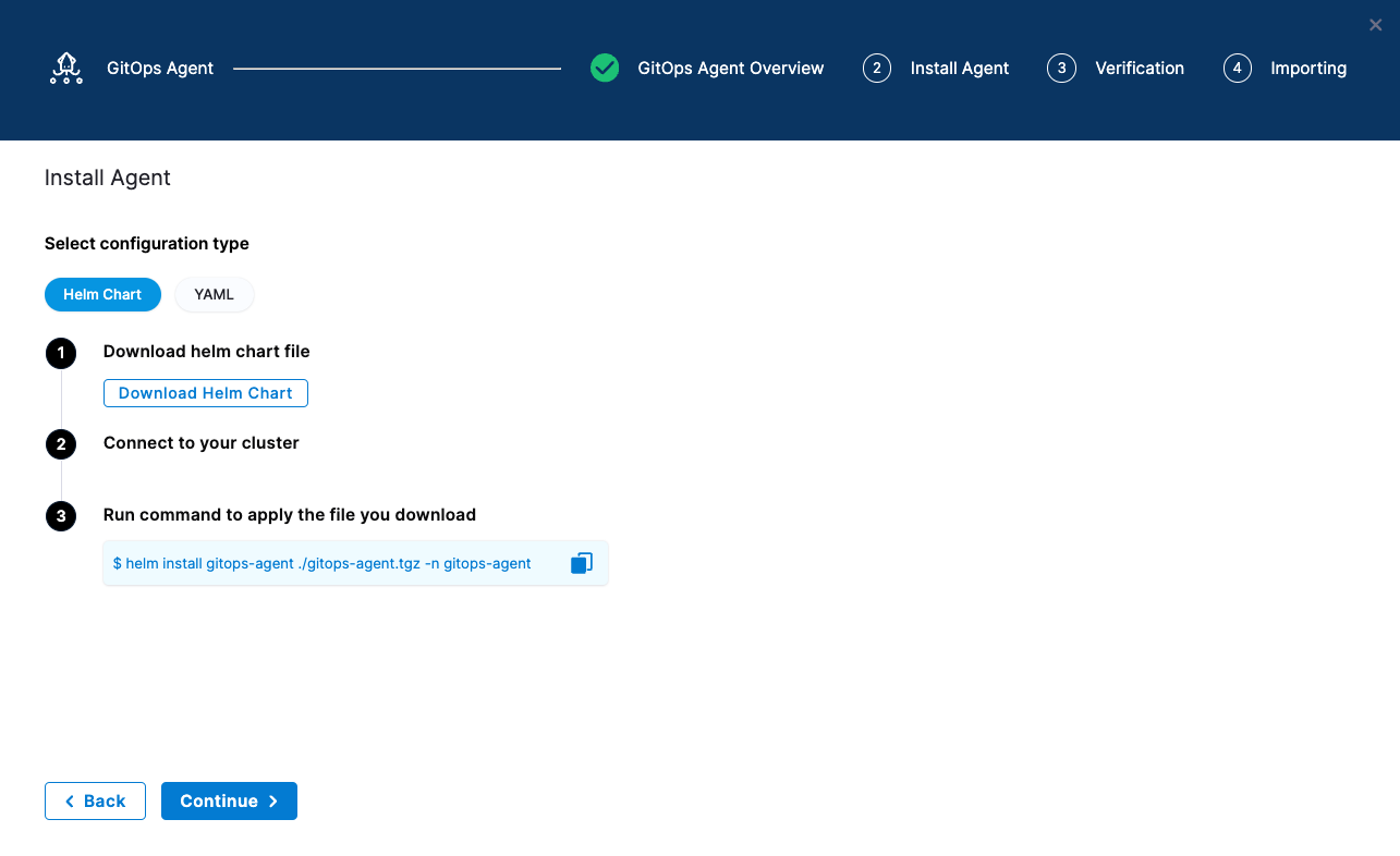 Download YAML or Helm chart setting