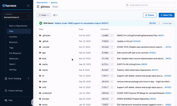 An example of semantic code search with Harness AIDA